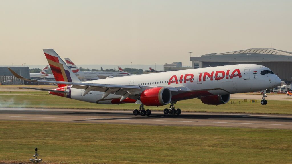Air India Airbus A350-900 VT-JRB taking off from London Heathrow