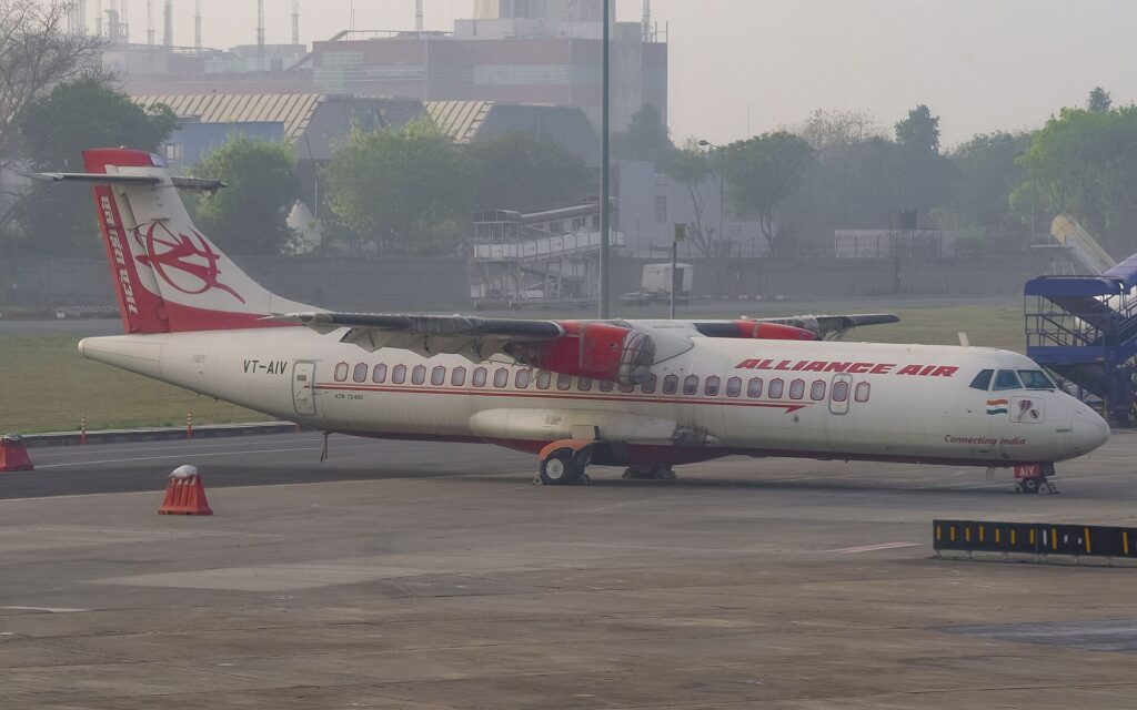 Alliance Air ATR 72-600 turboprop registration VT-AIV parked on the apron