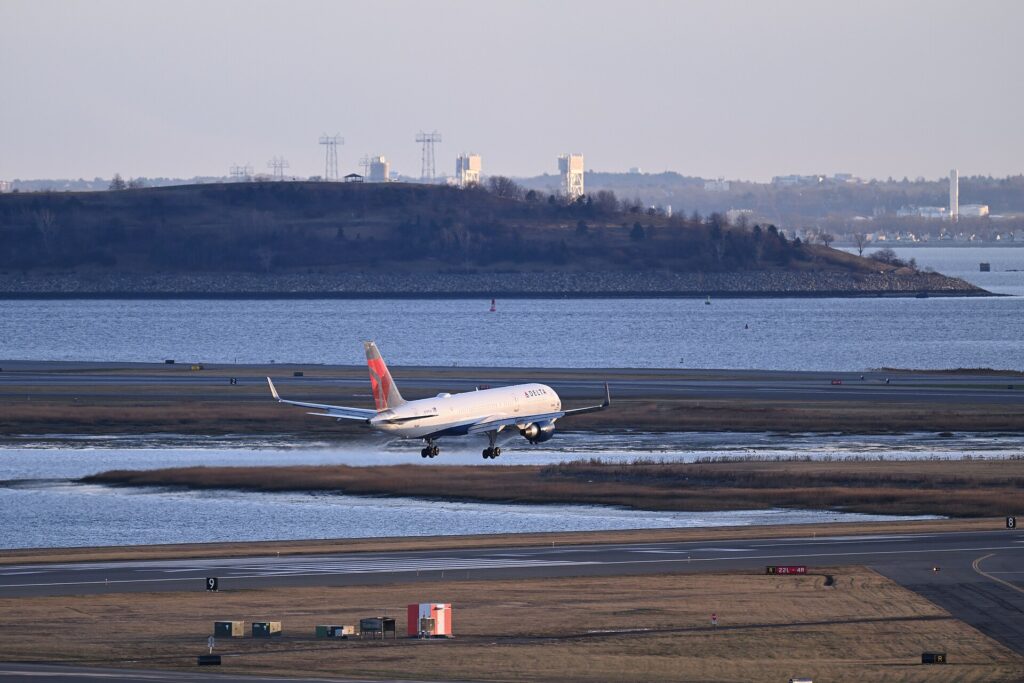 Delta Air Lines Boeing 757-200 landing at Boston Logan International Airport