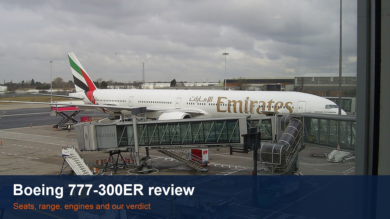 Emirates Boeing 777-300ER, with the words Boeing 777-300ER review