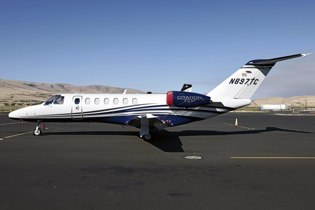 Cessna Citation CJ3 N897TC parked on the ramp at The Dalles, Oregon