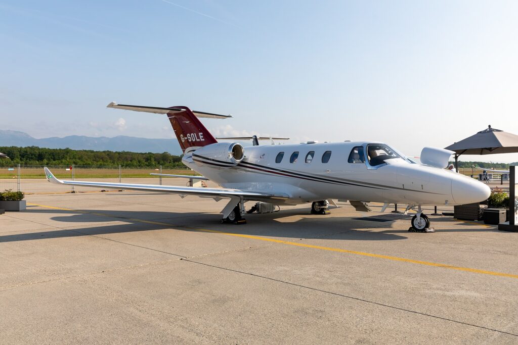 Cessna Citation M2 Gen2 on static display with its door open