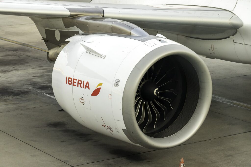 CFM LEAP-1A engine under the wing of an Iberia Airbus A320neo