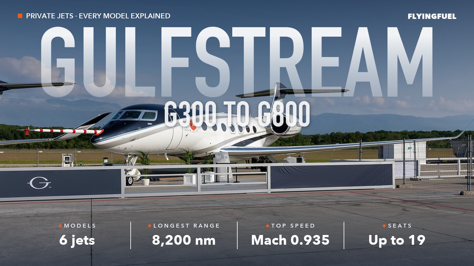 Gulfstream G800 business jet on static display, with the words Gulfstream G800