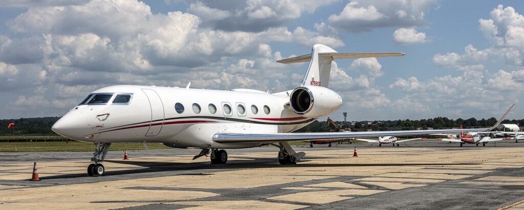 Gulfstream G500 N1980G parked on the apron at Frederick, Maryland