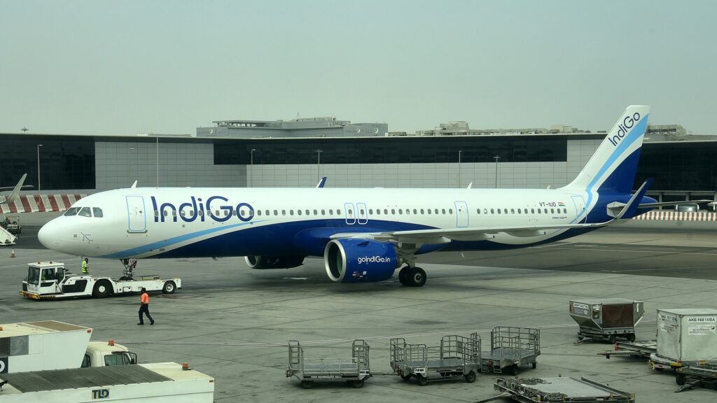 IndiGo Airbus A321neo registration VT-IUD parked at Abu Dhabi airport