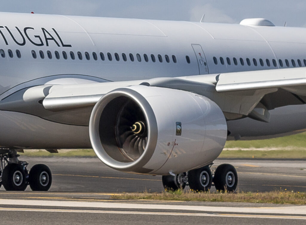 Rolls-Royce Trent 7000 engine on a TAP Air Portugal Airbus A330-900neo at Lisbon